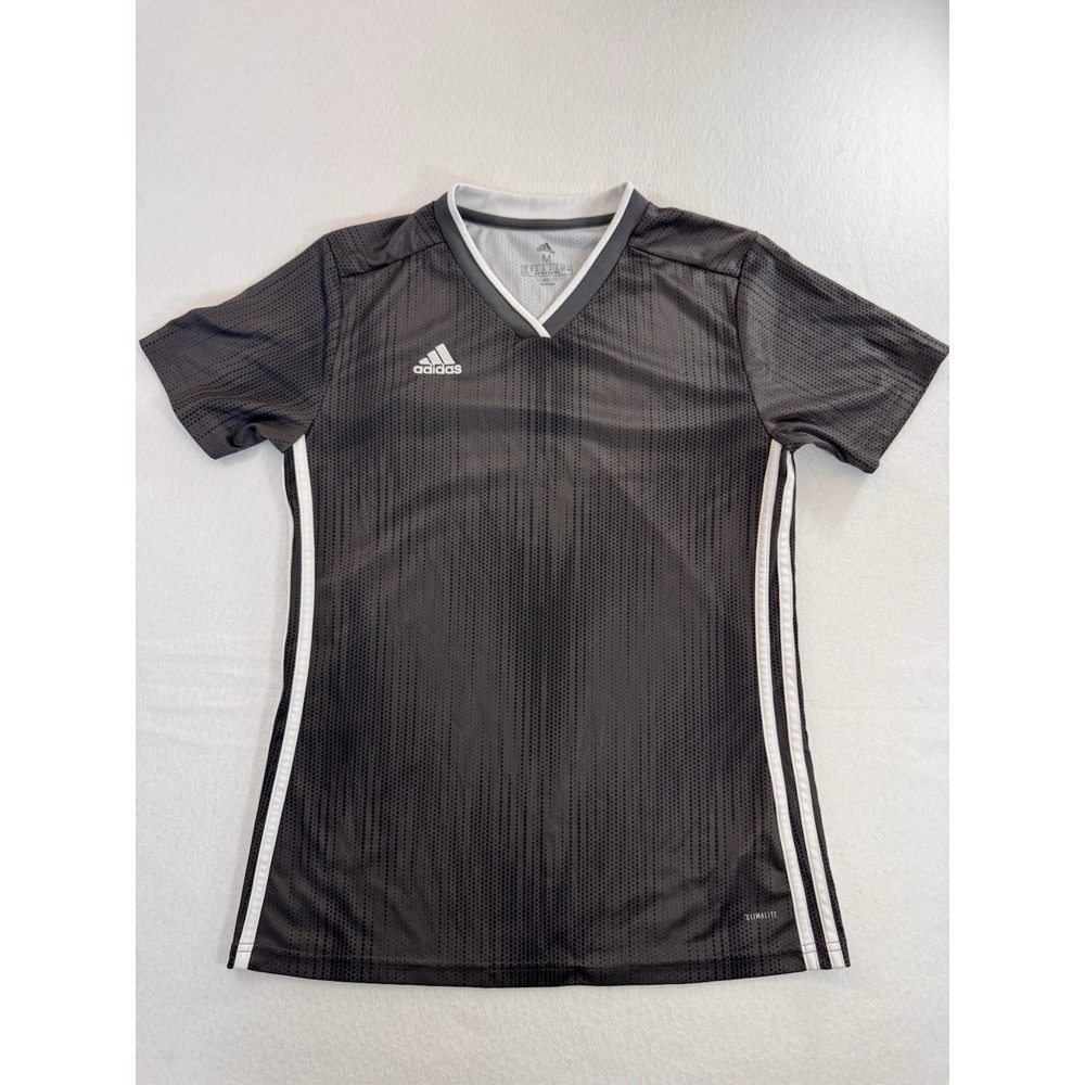 Adidas Climalite Womens Active Top Medium Black V-Neck Geometric EUC